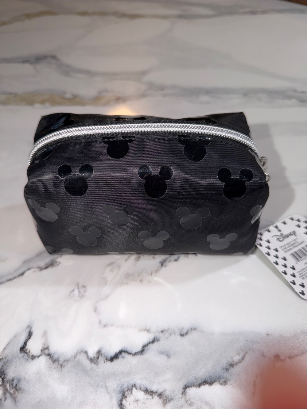 Disney Black Mickey Head Velvet Accent Zipper Pouch
